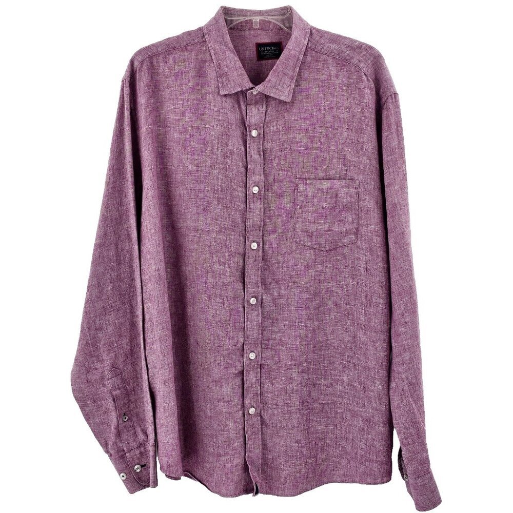 UNTUCKit Men's Casual Button-Down Shirt in Heathered Mauve